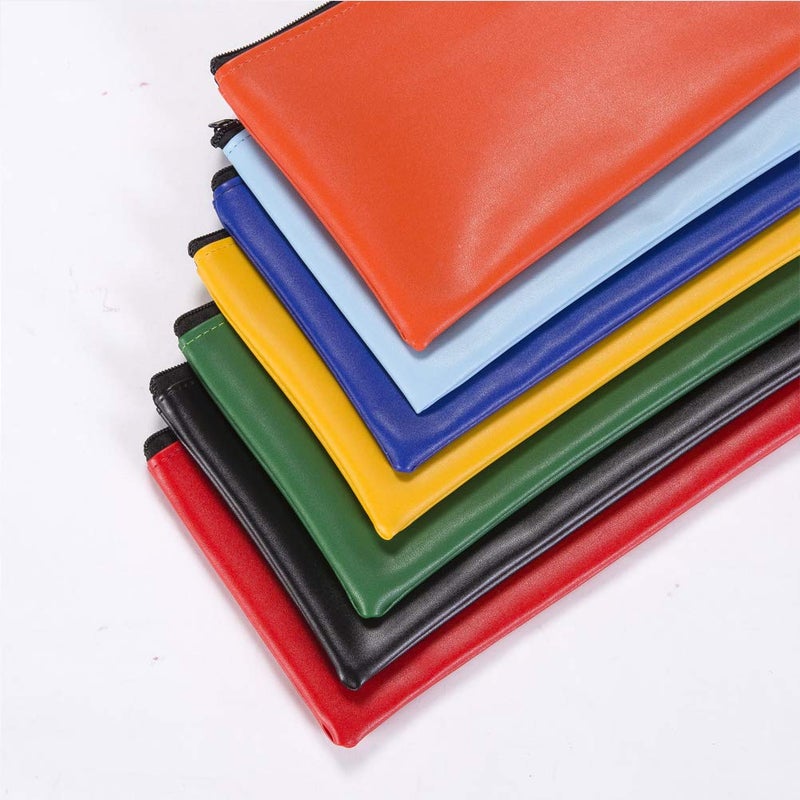 Vankcp 14Pcs Bank Deposit Money Bag, 7 colors Deposit Zippered Coin Bag 11'' x 6.3'' Waterproof Colorful Leatherette Cash Bag for Office Travel Home Magician - Image 5